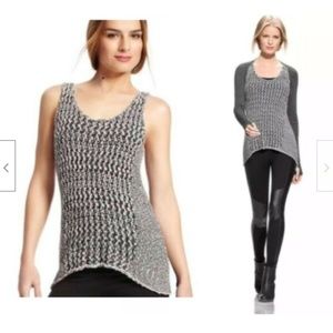 cAbi Tape Yarn Sweater Tank Hi-Low Black White